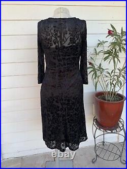 Vintage Betsey Johnson 90 2000 y2k Dress Slip Silk Sheer Burnout Floral Velvet