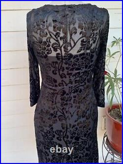 Vintage Betsey Johnson 90 2000 y2k Dress Slip Silk Sheer Burnout Floral Velvet