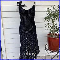 Vintage Betsey Johnson 90 2000 y2k Floral Glitter Lace Maxi Slip Dress Shoulder
