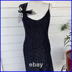 Vintage Betsey Johnson 90 2000 y2k Floral Glitter Lace Maxi Slip Dress Shoulder