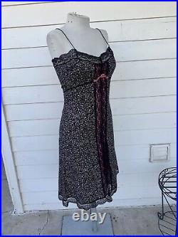 Vintage Betsey Johnson 90 2000 y2k Milkmaid Lace Floral Slip Dress Boho Crochet