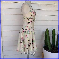Vintage Betsey Johnson 90 2000 y2k Silk Floral Ruched Midi Slip Dress Ruffle 4