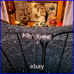 Vintage Betsey Johnson 90's Black Silver Glitter Holiday Slip Dress Size Small 4