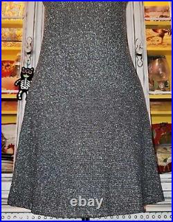 Vintage Betsey Johnson 90's Black Silver Sparkle Holiday Mini Slip Dress Small 4