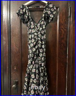Vintage Betsey Johnson 90's Silk Floral Mermaid Dress Size 6