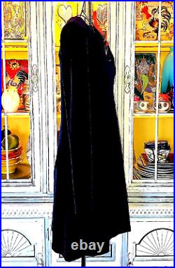 Vintage Betsey Johnson 90s Blue Velvet Fit with Flare Slip On Dress Size Small 6
