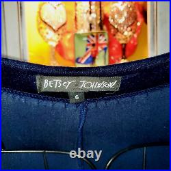 Vintage Betsey Johnson 90s Blue Velvet Fit with Flare Slip On Dress Size Small 6