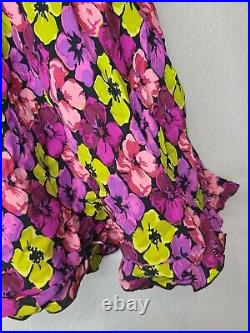 Vintage Betsey Johnson 90s Rayon Floral Dress, Y2k Slip Dress NEW deadstock