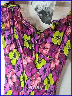 Vintage Betsey Johnson 90s Rayon Floral Dress, Y2k Slip Dress NEW deadstock