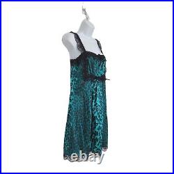 Vintage Betsey Johnson Animal Print Lace Milkmaid Style Y2K Slip Dress