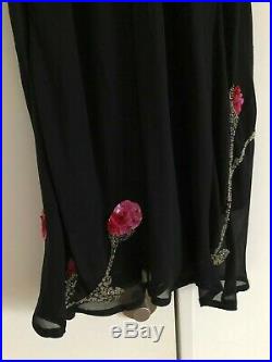 Vintage Betsey Johnson Bias Cut 100% Silk Black Slip Dress, size US 8