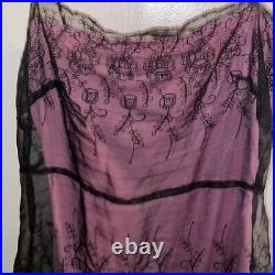 Vintage Betsey Johnson Black Lace Over Slip Lilac Dress