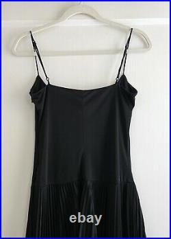 Vintage Betsey Johnson Black Pleated Slip Midi Dress Size Small