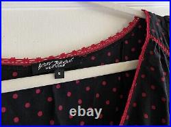 Vintage Betsey Johnson Black Red Polka Dot Y2K 90's Silk Dress Size 6