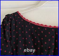 Vintage Betsey Johnson Black Red Polka Dot Y2K 90's Silk Dress Size 6