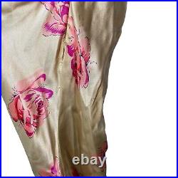 Vintage Betsey Johnson Champagne Pink Floral Silk Dress Womens 10