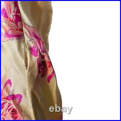 Vintage Betsey Johnson Champagne Pink Floral Silk Dress Womens 10