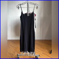 Vintage Betsey Johnson Classic Black Layered Mesh Stretch Satin Slip Dress Small