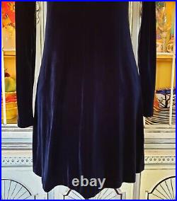 Vintage Betsey Johnson Dress 90s Velvet Blue Short Shift Slip On Size Small 6