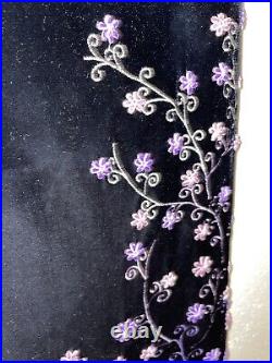 Vintage Betsey Johnson Dress Black Embroidered Print Slip Floral 90sY2k Velvet 8