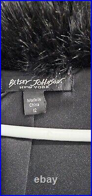 Vintage Betsey Johnson Dress Black Embroidered Slip withCoat 90sY2k Velvet 8