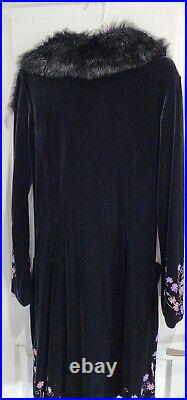 Vintage Betsey Johnson Dress Black Embroidered Slip withCoat 90sY2k Velvet 8
