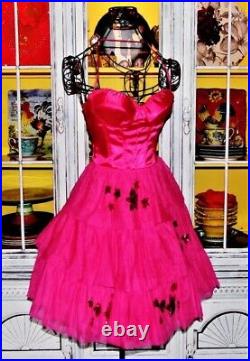 Vintage Betsey Johnson Dress Pink Tulle Sequin Corset Slip Party Size 2 Small