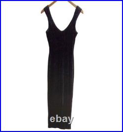 Vintage Betsey Johnson Dress Y2K 90s Black Velvet Maxi Tank Size 8