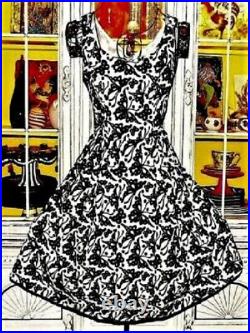 Vintage Betsey Johnson Dress Y2K Black Butterfly Embroider Slip Tea Size Small 2