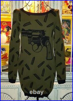 Vintage Betsey Johnson Dress Y2K Guns and Bullets Tunic Sweater Top Size Medium