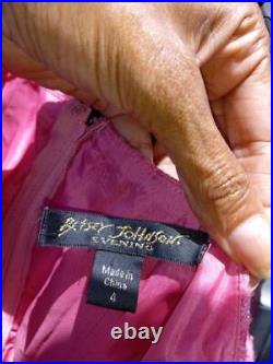 Vintage Betsey Johnson Dress Y2K Pink Tiered Smock Slip Size 4