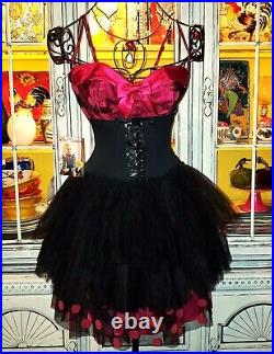 Vintage Betsey Johnson Dress Y2K Runway Black Sheer Polka Dot Slip Sz Small NWT