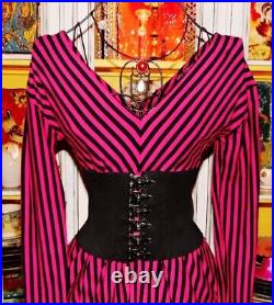 Vintage Betsey Johnson Dress Y2K Striped Pink Skater Slip Fit & Flare Size Small