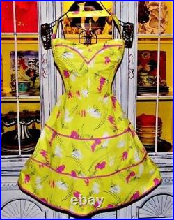 Vintage Betsey Johnson Dress Y2K Yellow Bee Halter Summer Slip Size Small NWT