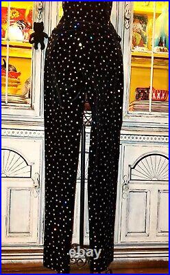Vintage Betsey Johnson Evening 90's Black Velvet Sequin Top Pants Suit Size M L