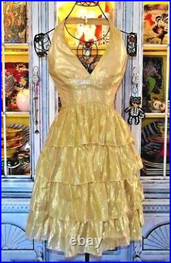 Vintage Betsey Johnson Evening Dress 90s Layered Ruffle Silk Slip Size Small 2