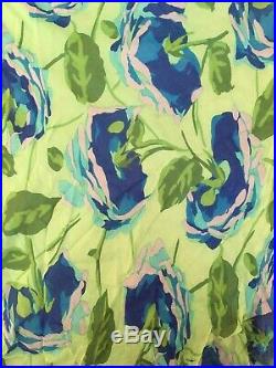 Vintage Betsey Johnson Green Silk Floral Slip Dress Asymmetrical Hem Size Small