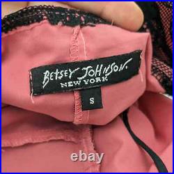 Vintage Betsey Johnson Midi Slip Dress Black Pink Lace Flower Floral 90s Y2K S