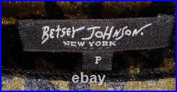 Vintage Betsey Johnson New York 90's Velvet Leopard Green Top Pant Suit Sz Small