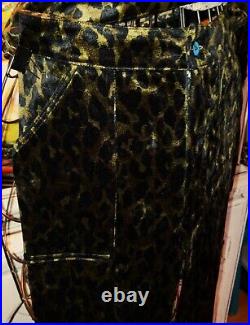 Vintage Betsey Johnson New York 90's Velvet Leopard Green Top Pant Suit Sz Small