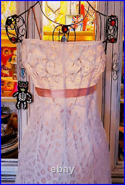 Vintage Betsey Johnson New York 90s Battenburg Lace White Slip Dress Midi Small
