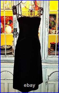 Vintage Betsey Johnson New York 90s Black Velvet Strapless Slip Dress Size Small