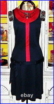 Vintage Betsey Johnson New York 90s Dress Blue Skirted Sailor Slip Size Small 6