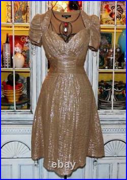 Vintage Betsey Johnson New York 90s Dress Pinstripe Slip Tea Coffee Size Small 4