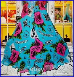 Vintage Betsey Johnson New York 90s Pink Rose Diamonds Sheer Silk Slip Dress M