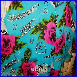 Vintage Betsey Johnson New York 90s Silk Chiffon Pink Rose Diamonds Slip Dress M