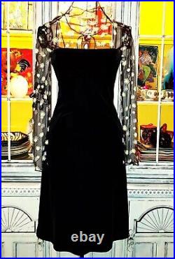 Vintage Betsey Johnson New York Dress 90s Black Velvet Strapless Slip Size Small
