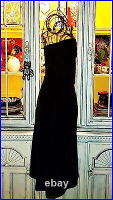 Vintage Betsey Johnson New York Dress 90s Black Velvet Strapless Slip Size Small