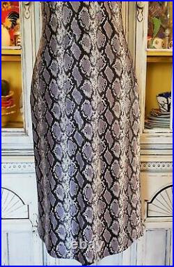 Vintage Betsey Johnson New York Slip Dress 90s Snake Print Black Lace Size Small