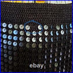 Vintage Betsey Johnson New York Y2K Black Crochet Sequin Slip On Skirt Sz Medium
